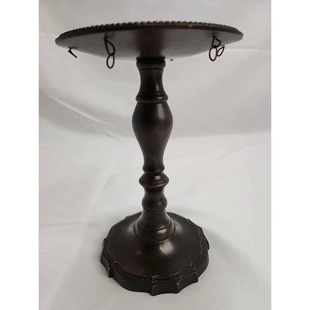 VTG Candle Holder Drip Protector ~ 6.5'~ Made in India ~Gothic Flower Style Base